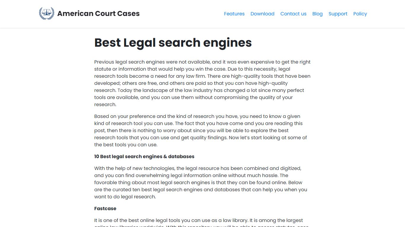 Best Legal search engines - American Court Cases