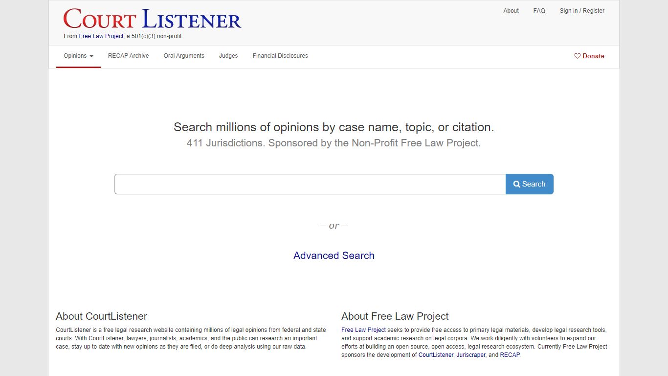 Non-Profit Free Legal Search Engine and Alert System – CourtListener.com